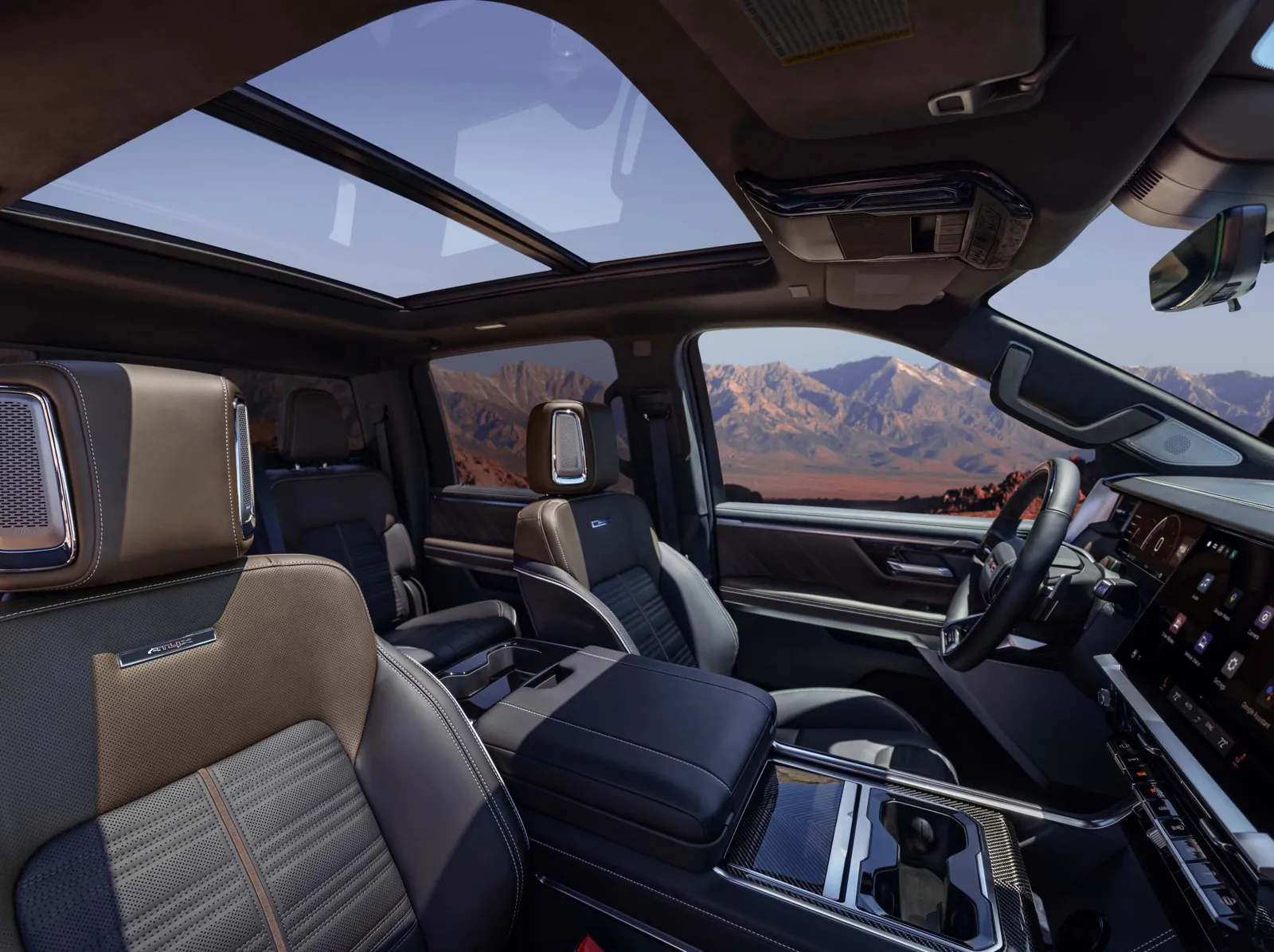 2027 GMC Sierra 1500 AT4X leather interior with panoramic sunroof
