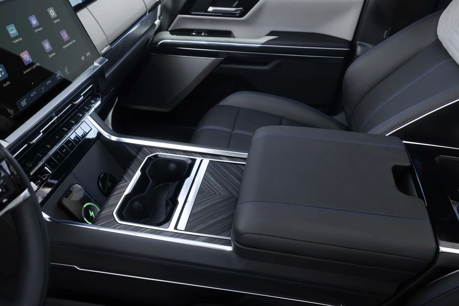 2027 GMC Sierra 1500 center console with wireless phone charging